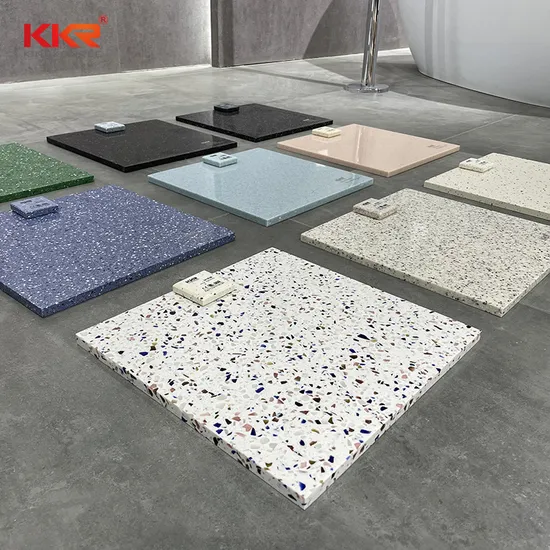 Building Countertop Material Terrazzo Grey Acrylic Solid Surface Slabs for Interior