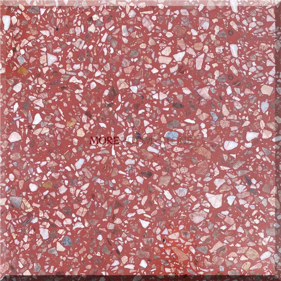 Commercial Flooring and Wall Artificial Red Terrazzo Stone Slab 