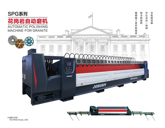 Joborn Spg Automatic Stone Slab Polishing Machine for Marble Granite Limestone Travertine Quartz Engineered Terrazzo Concrete Artificial Stone 